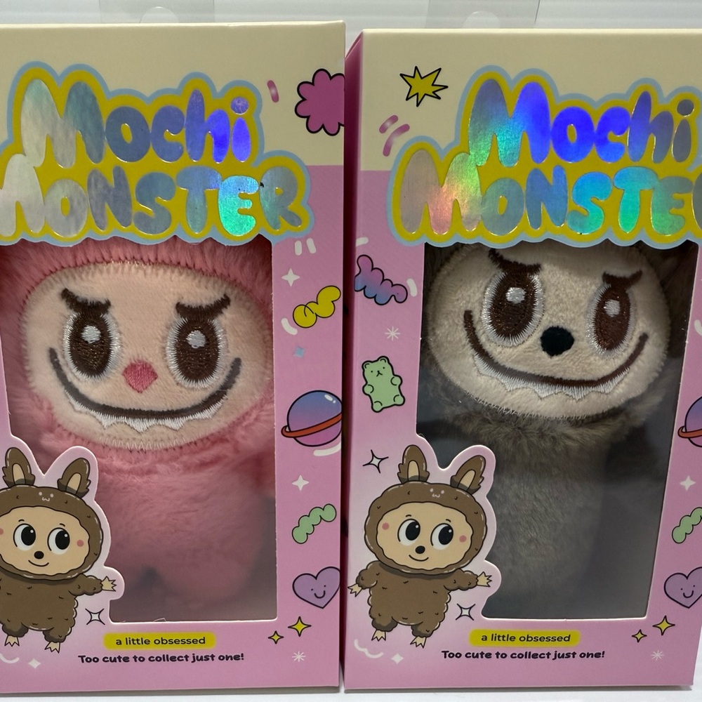Set Of 2 All Things Mochi Monster Plush Charm Keychains A Little Obsessed Labubu